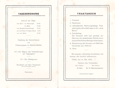 1929 - Einladung AH-Tag - Nachlass Vontobel v/o Brutus